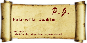 Petrovits Joakim névjegykártya